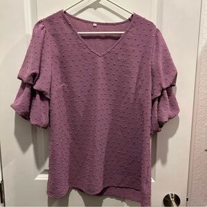 Women's Purple Ruffle Sleeve Top Size L